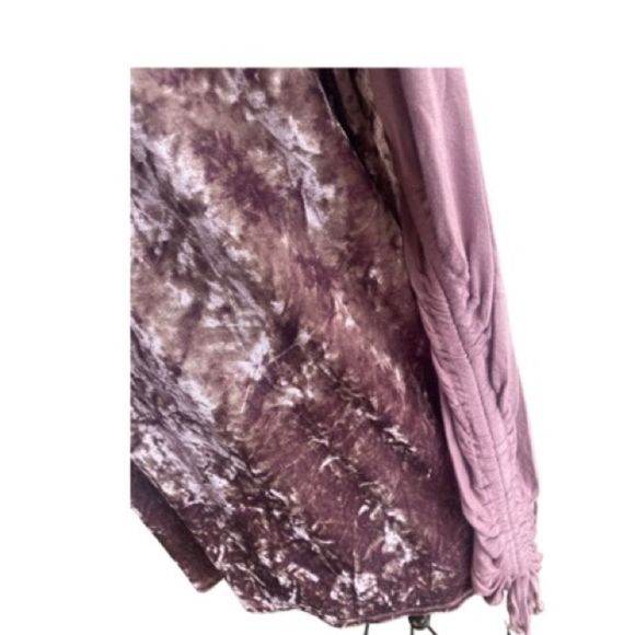 Umgee Crushed Velvet Dusty Rose Bohemian Top Cinch Draw String Sleeves Sz Small - Picture 11 of 12
